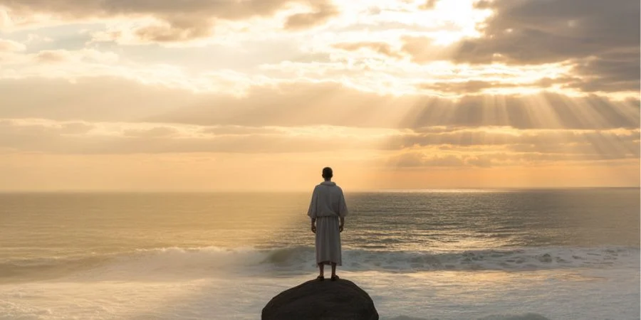 Person standing in sunlight representing peace and Bible verses about confidence over fear and anxiety.
