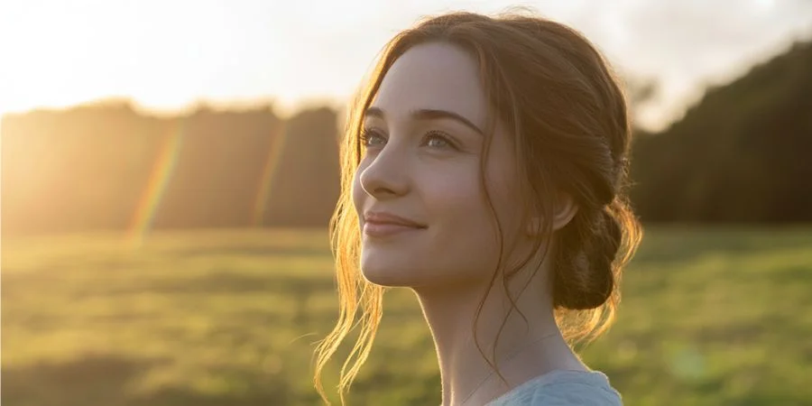 Woman finding peace and confidence in her identity as a child of God, illustrating Bible verses about confidence and self-worth.