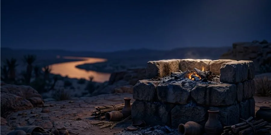 An ancient stone altar with dying embers representing Old Testament Bible verses about hypocrisy and hollow worship