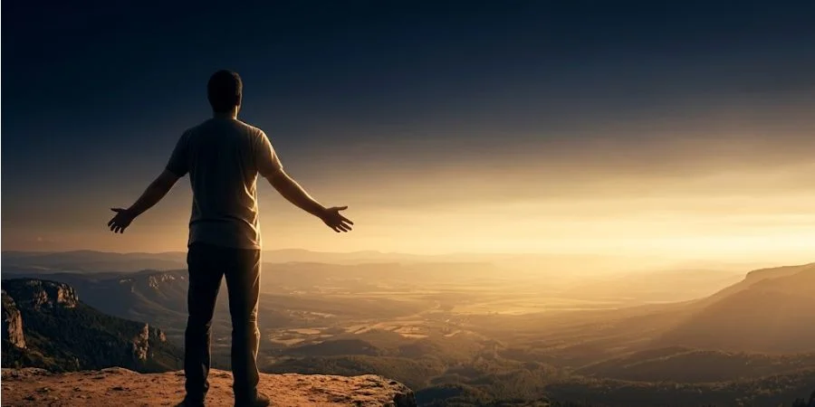 Lone figure from behind facing golden horizon representing Bible verses about discrimination and God's call to welcome all nations