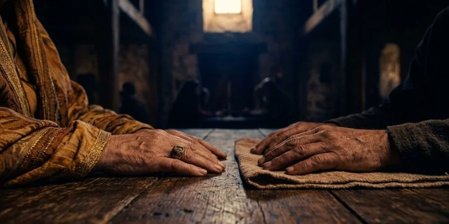 Two contrasting hands side by side illustrating favoritism and Bible verses about discrimination from the book of James