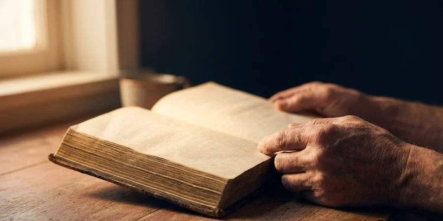Hands holding an open Bible in morning light, representing renewing the mind and Bible verses about overthinking