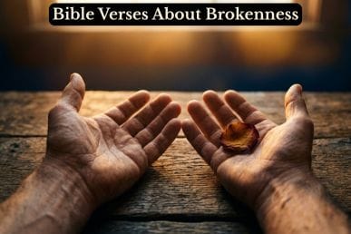 Weathered open hands in warm golden light representing comfort from Bible verses about brokenness, healing, and God's restoration