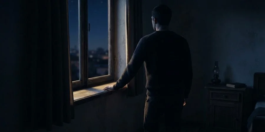 A shadowed figure alone at night, symbolizing Bible verses about evil doers and a heart turned from God.