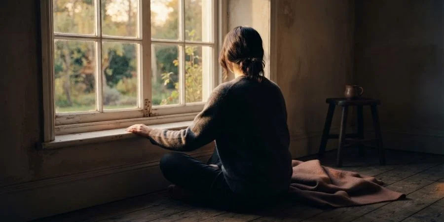 Person sitting alone by a sunlit window, representing Bible verses for when you feel alone and unseen
