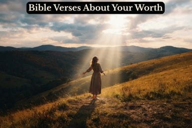 A figure stands in golden sunlight in an open field, representing Bible verses about your worth and God-given value.