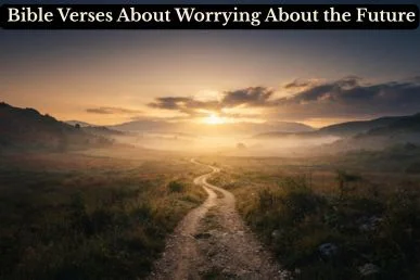 A misty path leading toward a golden sunrise, symbolizing Bible verses about worrying about the future and trusting God's plan.