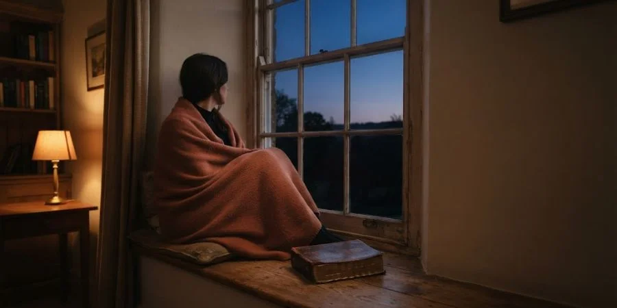 Person by a window at twilight, Bible verses about grief and the honest questions of loss
